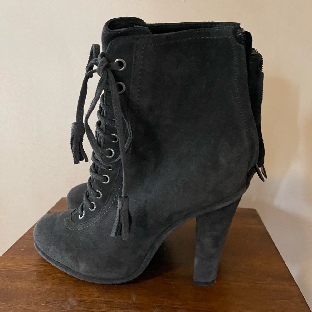 ALLSAINTS Grey Lace-Up Booties